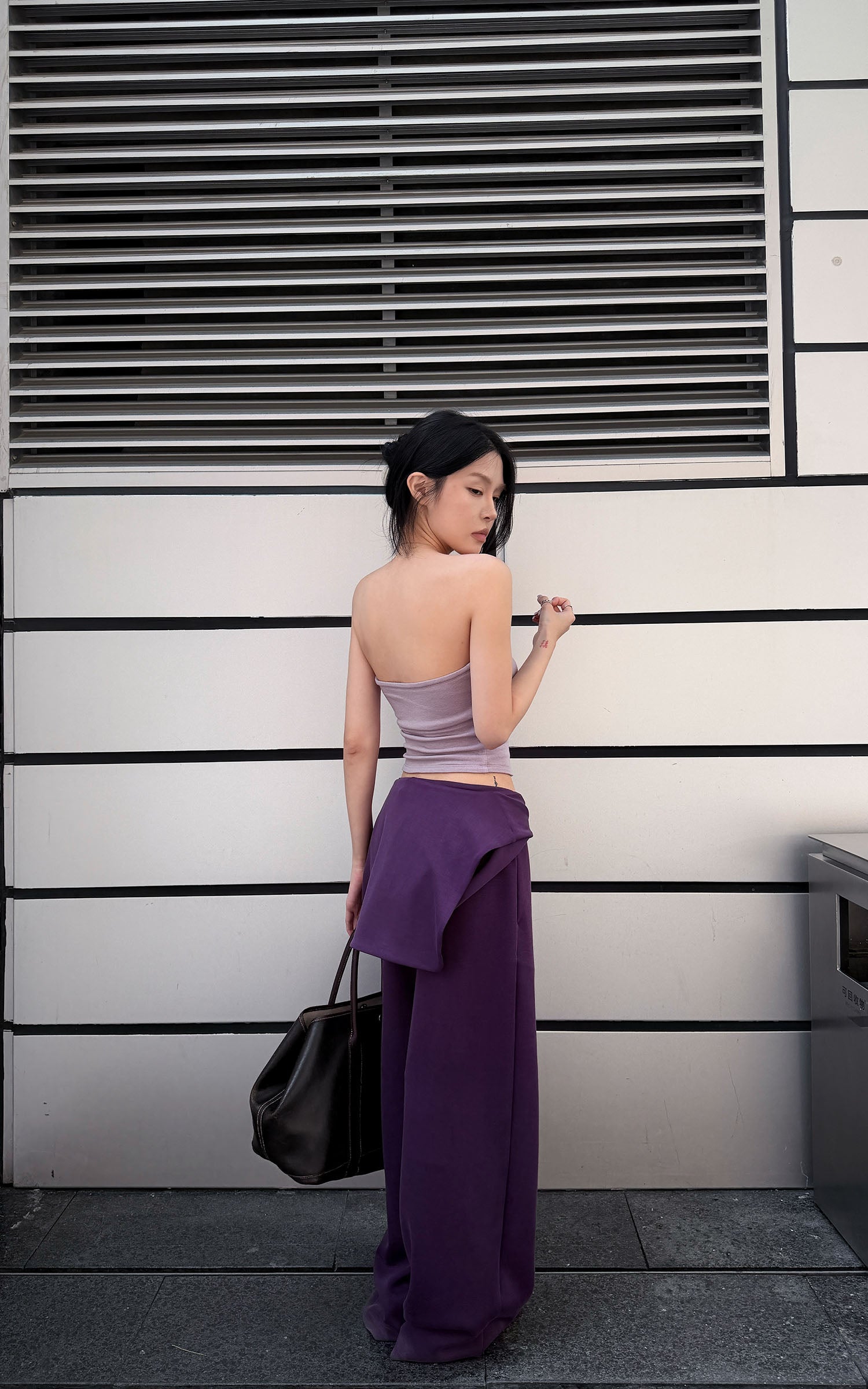 Hydrae Draped Shawl Strapless Top &amp; Wide-Leg Pants Set