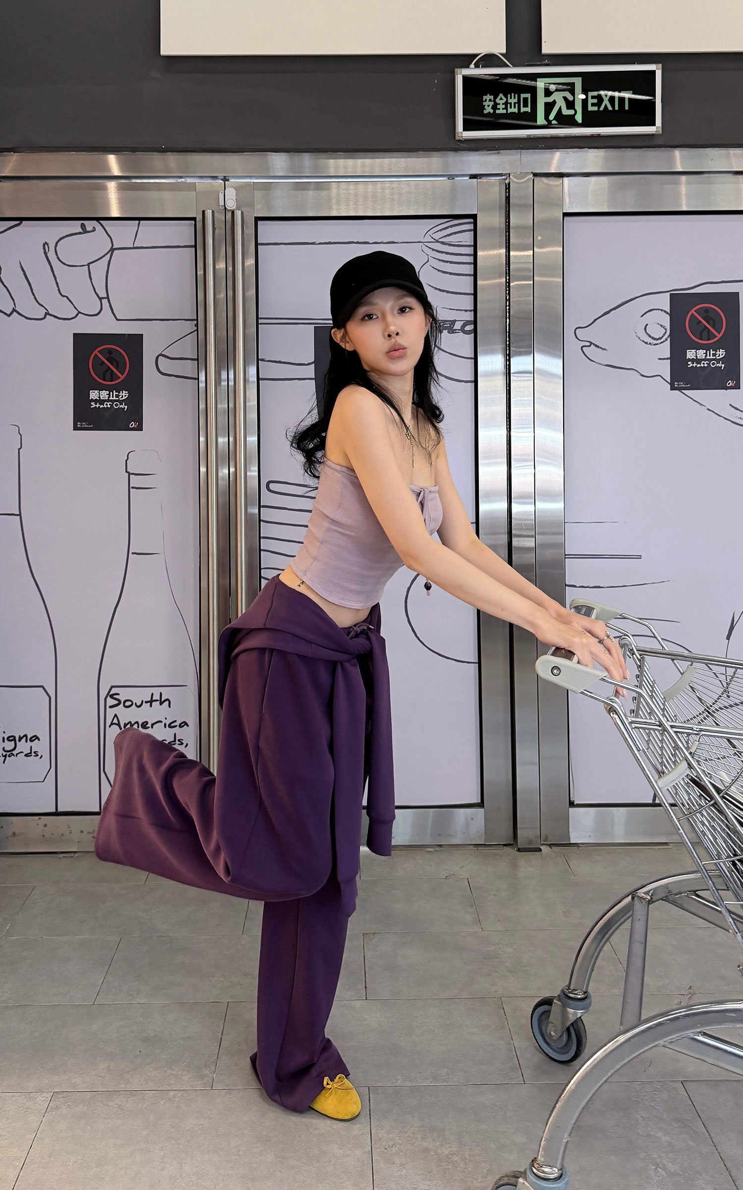 Hydrae Draped Shawl Strapless Top &amp; Wide-Leg Pants Set