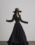 DOINDULGE Structured Pinstripe Tailored Gothic Maxi Dress