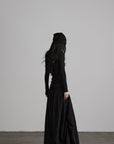 DOINDULGE Layered Draped Panel Gothic Maxi Skirt