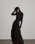 DOINDULGE Embroidered Eye Graphic Ribbed Long Sleeve T-Shirt