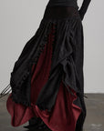 DOINDULGE Layered Draped Panel Gothic Maxi Skirt