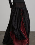 DOINDULGE Layered Draped Panel Gothic Maxi Skirt