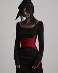 DOINDULGE Sculpted Contrast Panel Long Sleeve T-Shirt