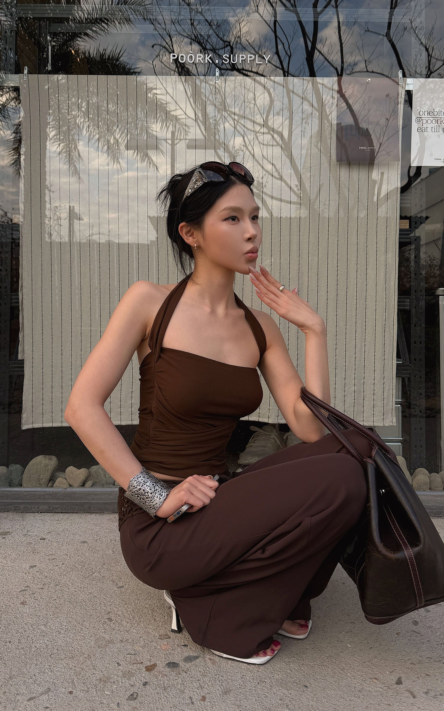 Hydrae Haut sans bretelles froncé à col croisé