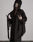 DOINDULGE Sculptural Ribbon Sleeve High Neck Shirt