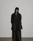 DOINDULGE High-Waist Pleated Pinstripe Wide Leg Trousers