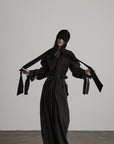 DOINDULGE Sculptural Ribbon Sleeve High Neck Shirt