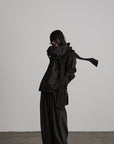 DOINDULGE High-Waist Pleated Pinstripe Wide Leg Trousers