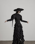DOINDULGE Layered Ruffle Gothic Asymmetric Long Skirt