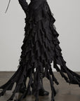 DOINDULGE Layered Ruffle Gothic Asymmetric Long Skirt