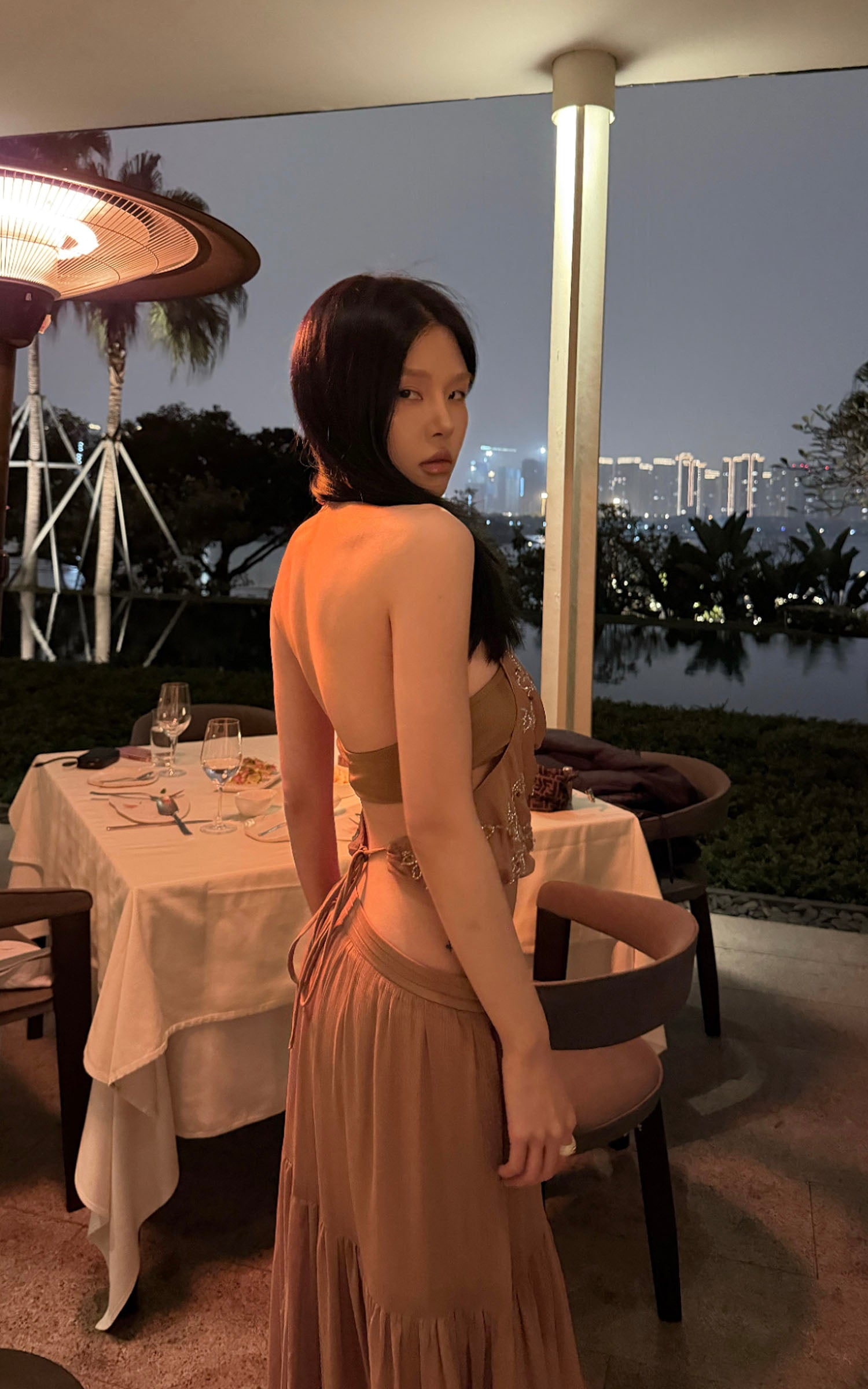 Hydrae Beaded Halter Top &amp; Flowing Maxi Skirt Set