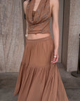 Hydrae Beaded Halter Top & Flowing Maxi Skirt Set