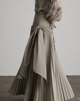 DOINDULGE Draped Pleated Layered Long Skirt
