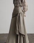 DOINDULGE Draped Pleated Layered Long Skirt
