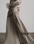 DOINDULGE Draped Pleated Layered Long Skirt