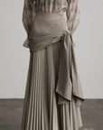 DOINDULGE Draped Pleated Layered Long Skirt