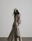 DOINDULGE Draped Pleated Layered Long Skirt
