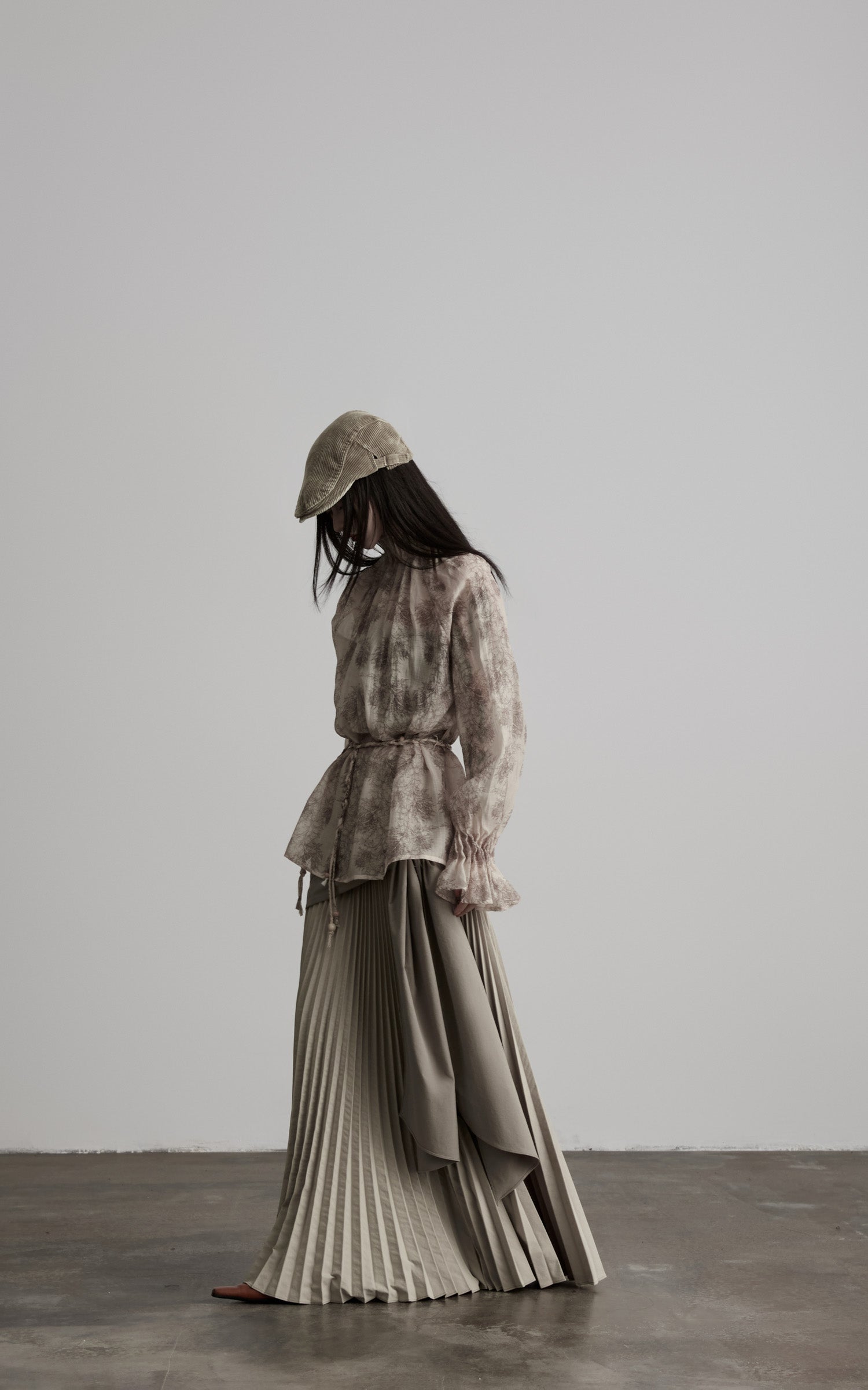 DOINDULGE Draped Pleated Layered Long Skirt