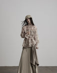 DOINDULGE Draped Pleated Layered Long Skirt