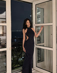 Hydrae Robe longue dos nu à découpes et col halter