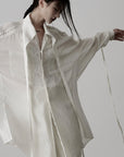DOINDULGE Draped Batwing Sleeve Drawstring Shirt