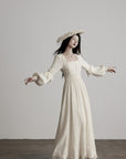 DOINDULGE Lace Structured Square Neck Long Dress