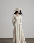 DOINDULGE Lace Structured Square Neck Long Dress