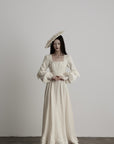 DOINDULGE Lace Structured Square Neck Long Dress