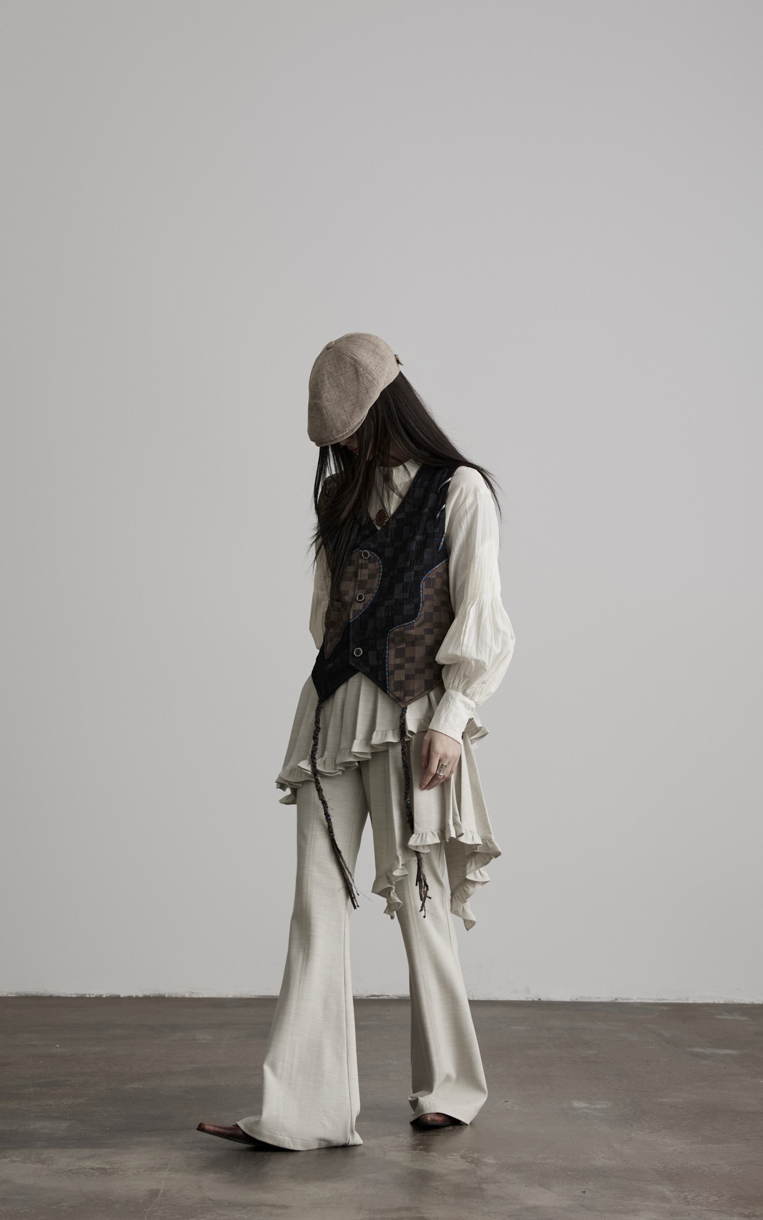 DOINDULGE Asymmetric Patchwork Textured Vest