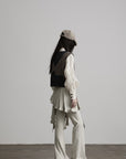 DOINDULGE Layered Pleated Panel Flared Trousers
