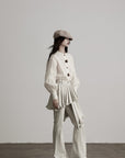 DOINDULGE Layered Pleated Panel Flared Trousers