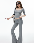 IAMXIAA Low-Rise Drawstring Flare Lounge Set