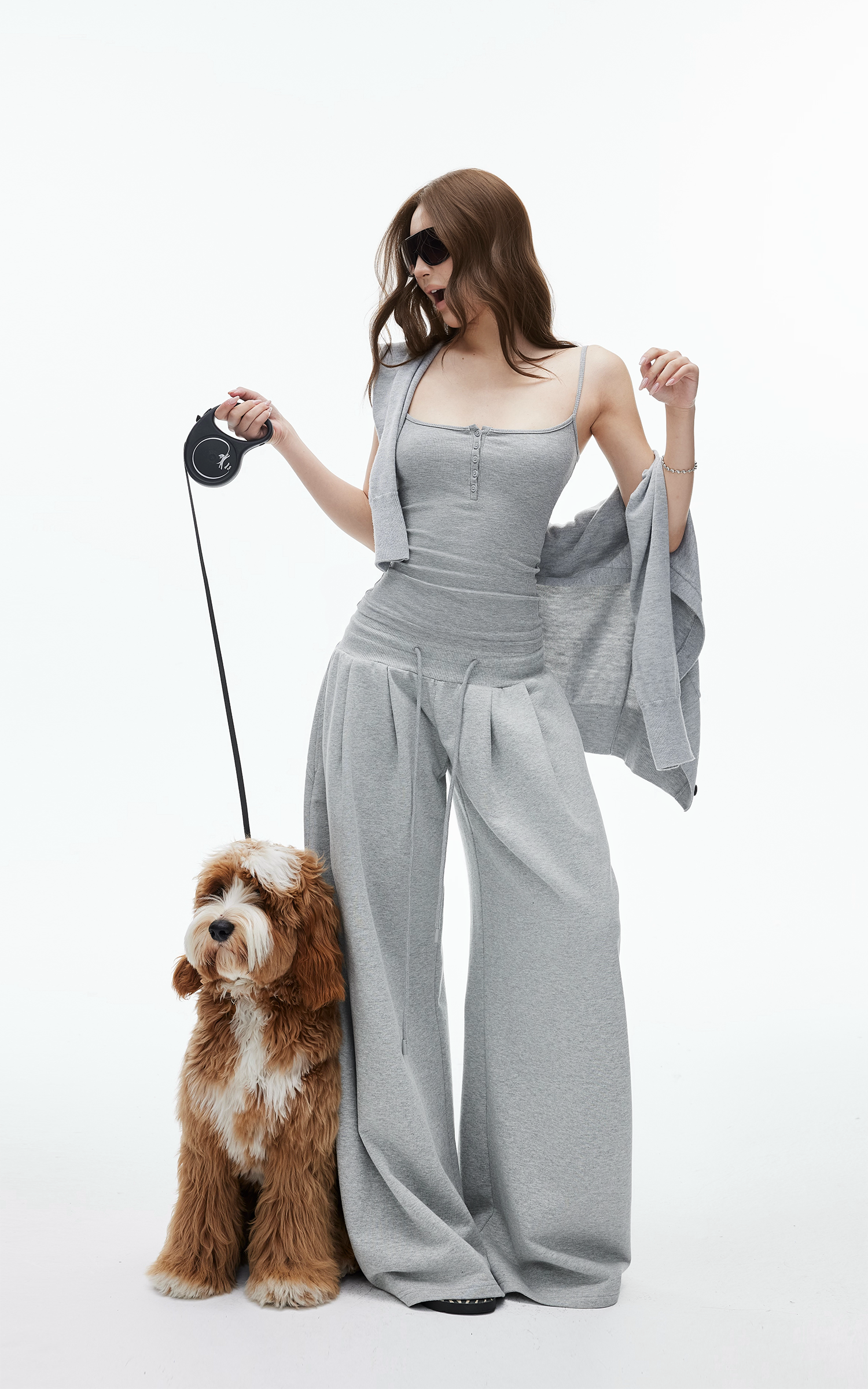 IAMXIAA Ribbed Button Fitted Camisole Top