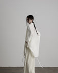 DOINDULGE Draped Batwing Sleeve Drawstring Shirt