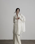 DOINDULGE Draped Batwing Sleeve Drawstring Shirt