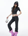 IAMXIAA Fitted Zip-Up Hoodie & Low-Rise Flare Set