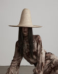 DOINDULGE Distressed Archive Print High Neck Long Sleeve Dress with Lace Waist Structure