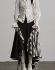 DOINDULGE Asymmetric Ruffle Patchwork Skirt
