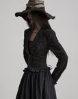 DOINDULGE Structured Pinstripe Tailored Gothic Maxi Dress