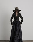 DOINDULGE Structured Pinstripe Tailored Gothic Maxi Dress