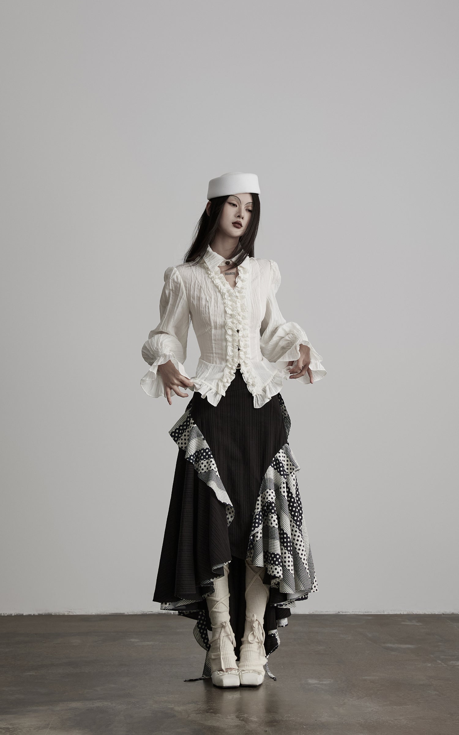 DOINDULGE Ruffled Structured Gothic Shirt