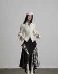 DOINDULGE Asymmetric Ruffle Patchwork Skirt
