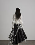 DOINDULGE Asymmetric Ruffle Patchwork Skirt