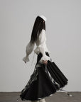 DOINDULGE Asymmetric Ruffle Patchwork Skirt