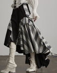 DOINDULGE Asymmetric Ruffle Patchwork Skirt