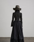 DOINDULGE Structured Pinstripe Tailored Gothic Maxi Dress