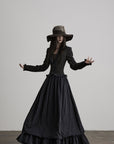 DOINDULGE Structured Pinstripe Tailored Gothic Maxi Dress