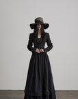 DOINDULGE Structured Pinstripe Tailored Gothic Maxi Dress