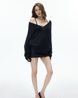 IAMXIAA Slouchy Sheer V-Neck Knit Cover-Up